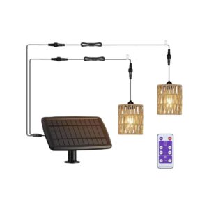 Boho Rattan Solar Chandelier Gazebo Light