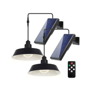2-Pack Adjustable Solar Panel LED Pendant Lights