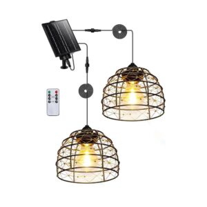 2-Pack Dimmable Bohemian Hanging Solar Chandelier Lights