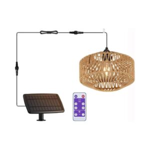 Farmhouse Boho Rattan Hanging Gazebo Light